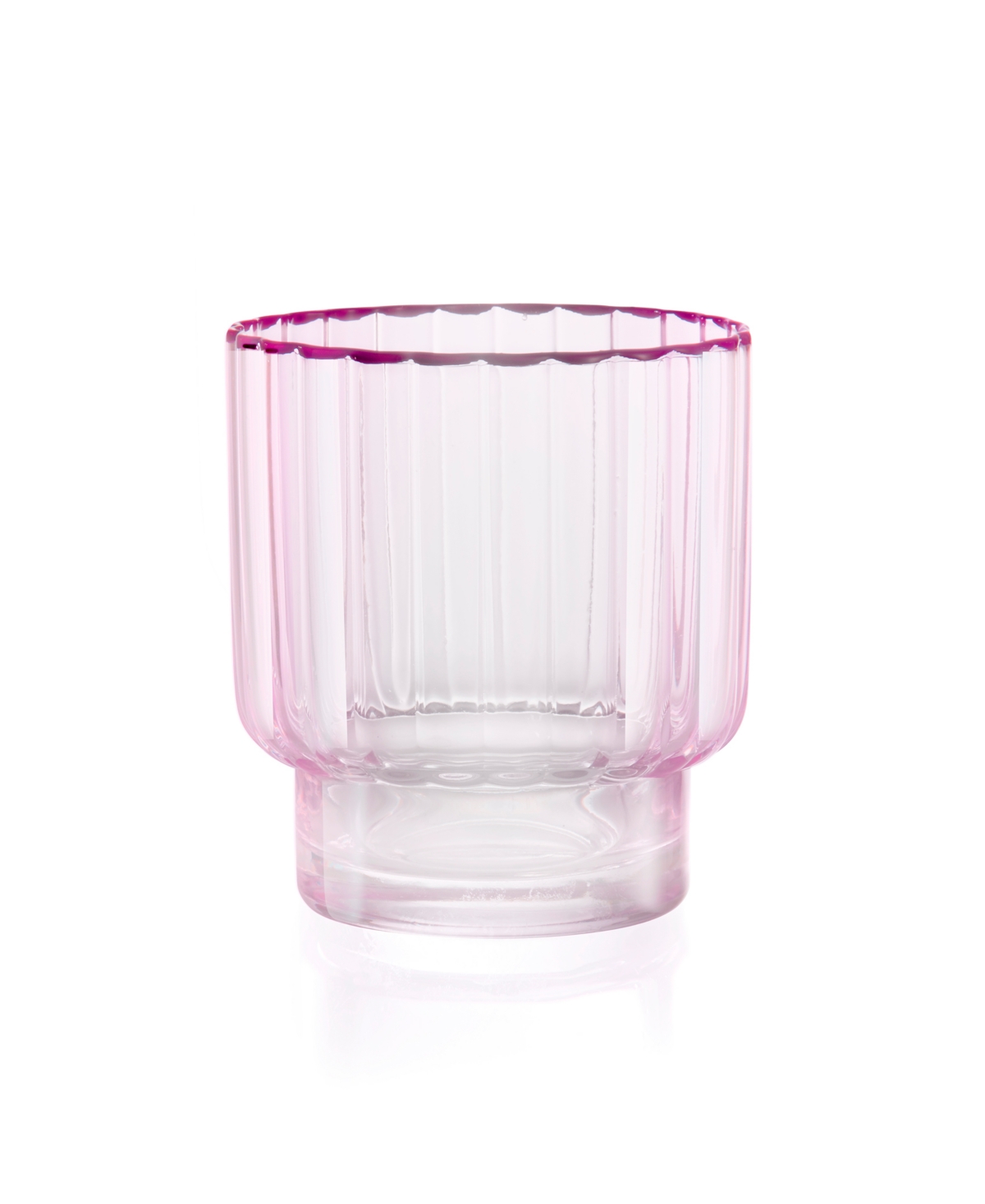 Qualia Glass Cranberry Double Old-fashioned Glasses, Set Of 4 In Light Pink With Burgundy