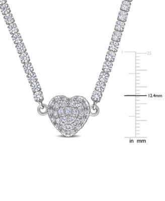 Lab-Created Ruby (13 ct. t.w.) & Lab Created White Sapphire (1-1/4 ct. t.w.) Heart 17" Pendant Necklace in Sterling Silver