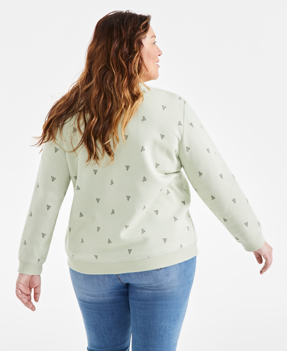 Style & Co Plus Size Printed Crewneck Long-Sleeve Sweatshirt, Created for Macy's