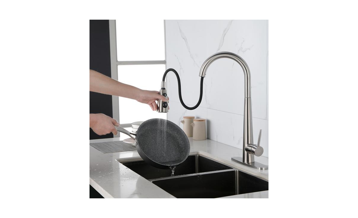 Slickblue Kitchen Faucet with Pull-Down Sprayer Versatile and Modern for Easy Cleaning