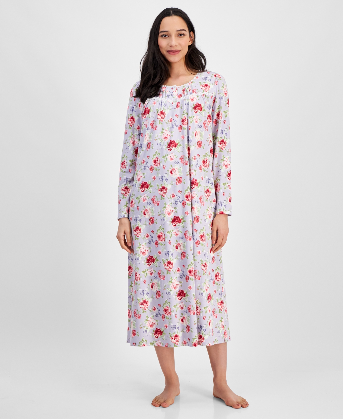 Women's Cotton Printed Nightgown, Exclusively at Macy's - Roses Lilac