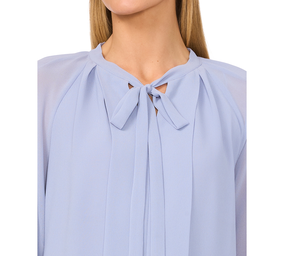 CeCe Women's Pleated Tie-Neck Blouse