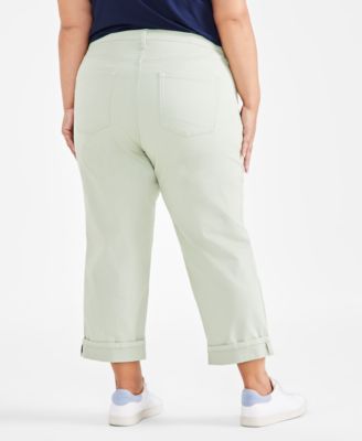 Plus Size Curvy Roll-Cuff Capri Jeans, Created for Macy's