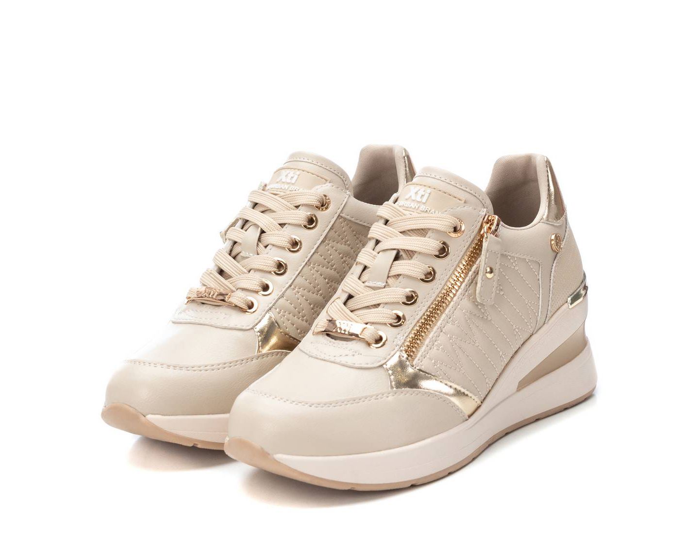 Женские кроссовки XTI Casual Wedge, цвет: Бежевый — фото 4