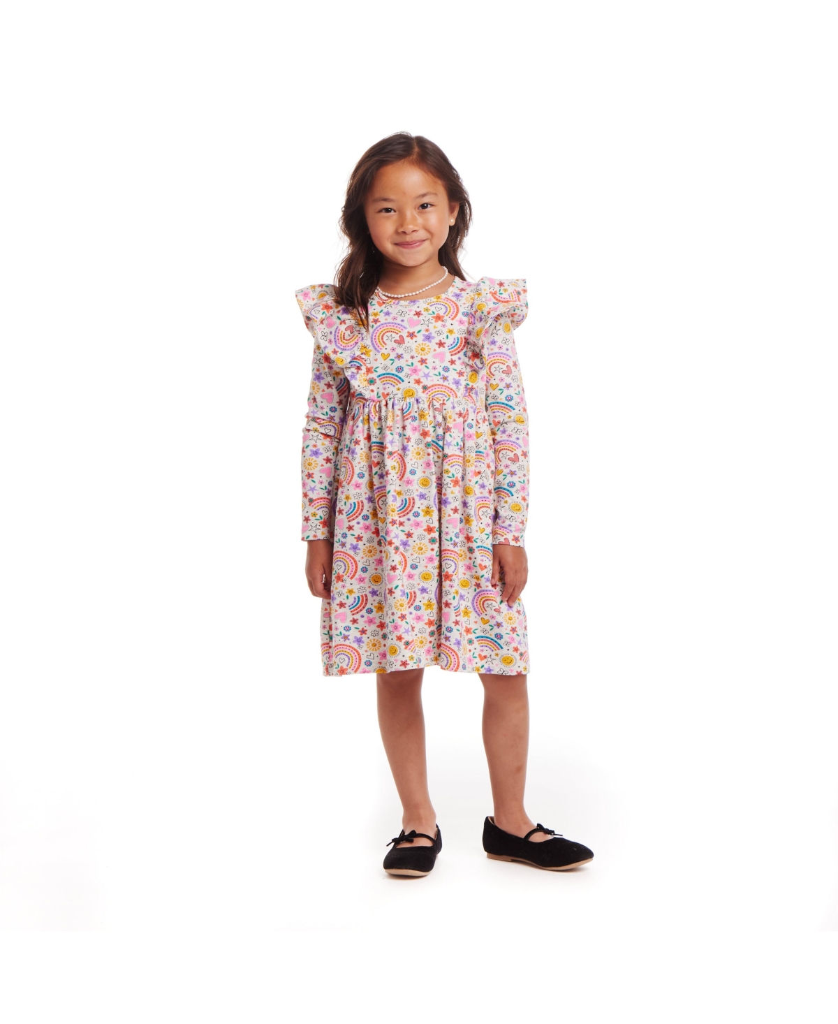Andy & Evan Toddler Girls Toddler/ChildPrinted Jersey Dress - Oatmeal heather