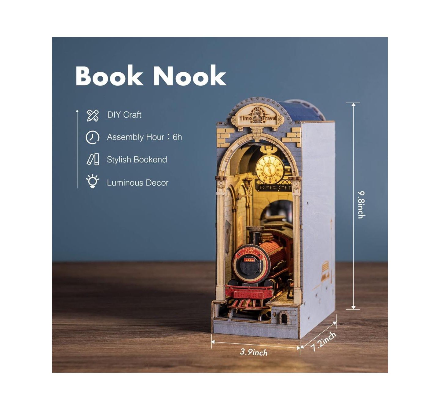 Детские конструкторы Flash Popup Time Travel 3D DIY Book Nook Kit, 246-Piece Building Set, от 14 лет, цвет: Коричневый — фото 2