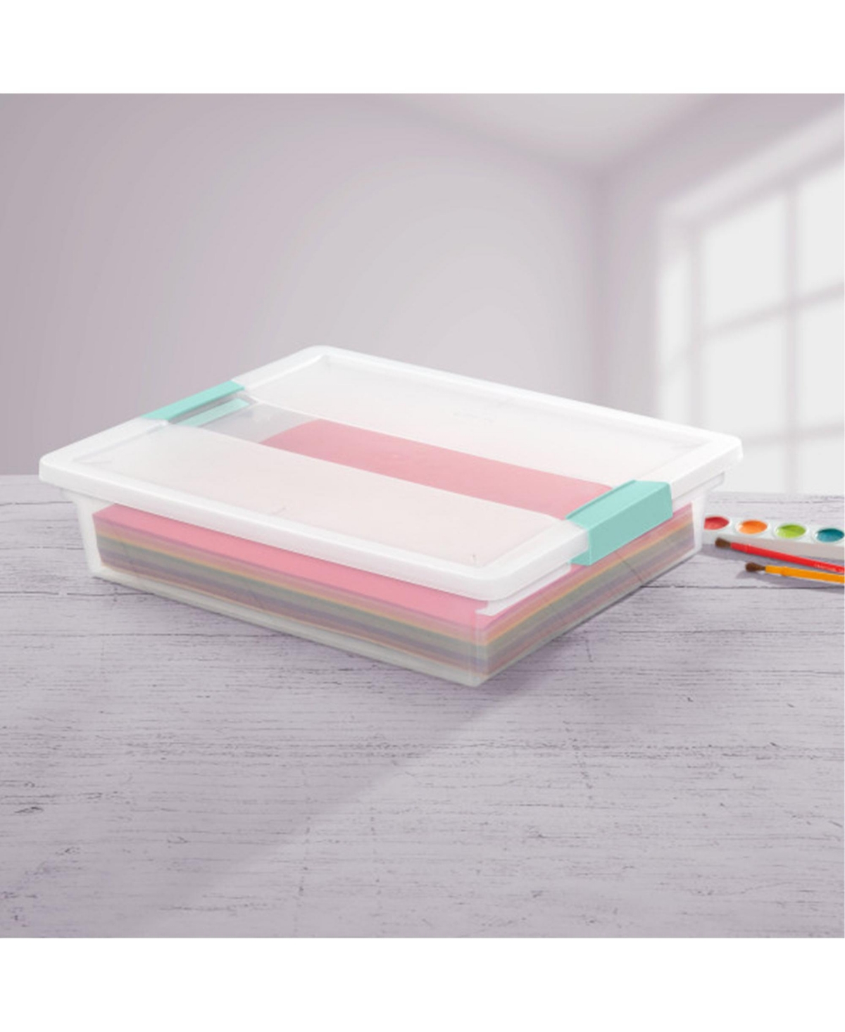 Sterilite LargePlastic Stackable Storage Bin w/Latch Lid, 24 Pack - Clear