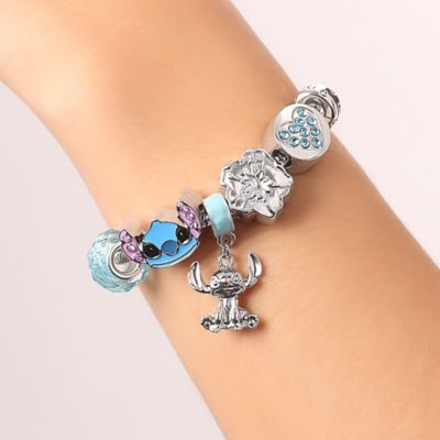 Stitch Fashion 7" Charm Bracelet with Blue and Silver Tone Enamel Beads