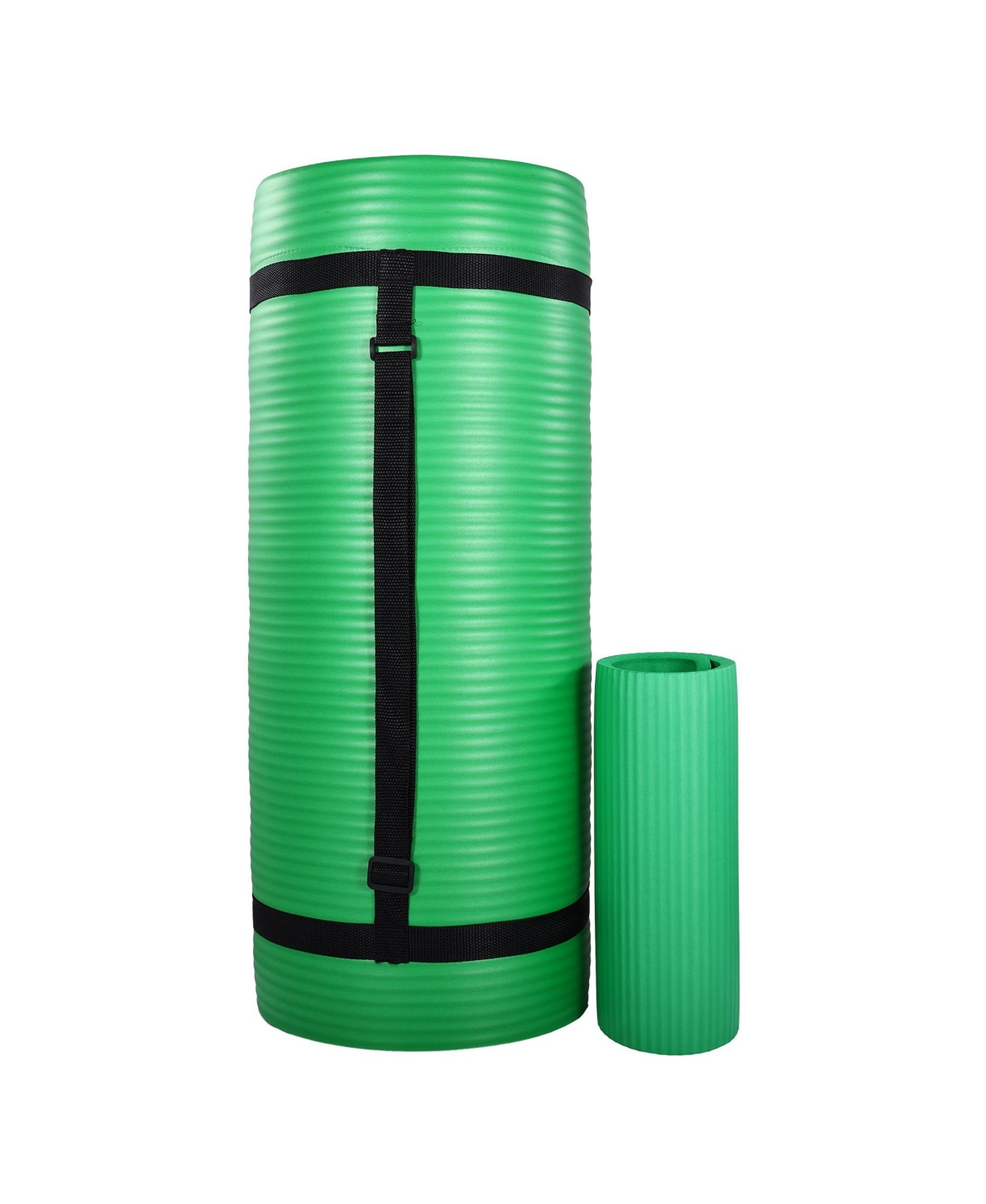 1" Extra Thick Yoga Mat w/Knee Pad and Carrying Strap, Green