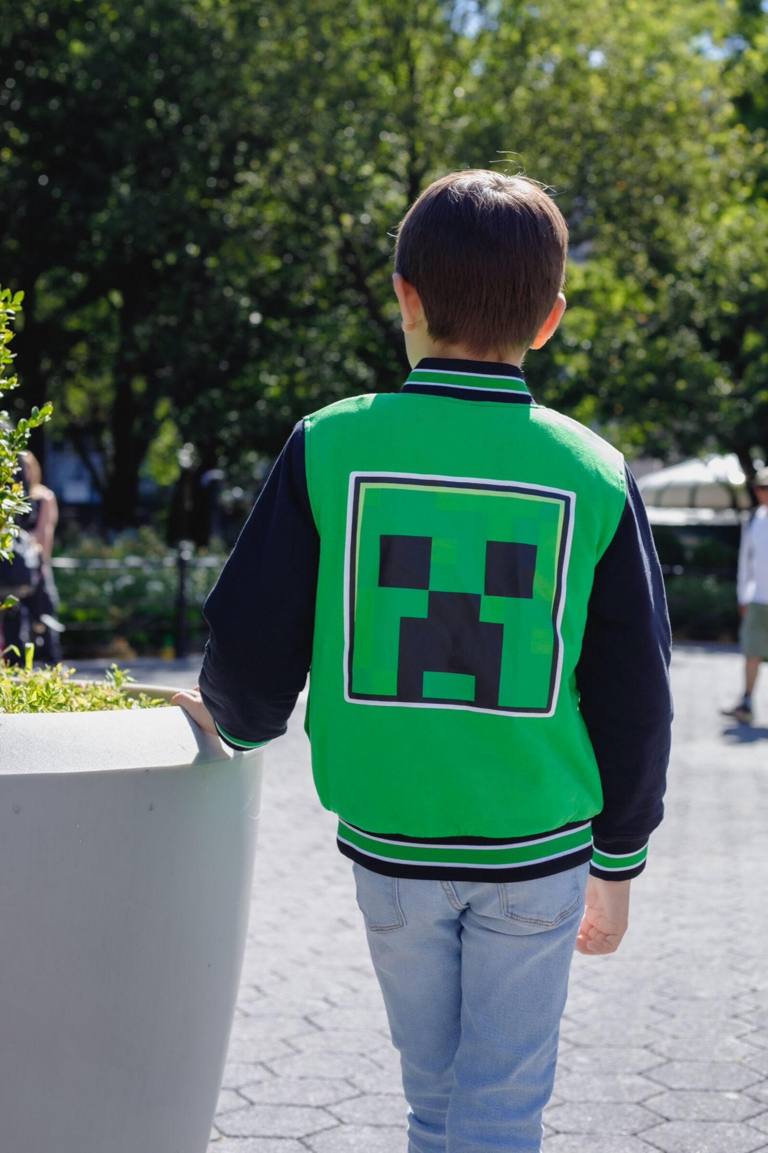 Boys Creeper French Terry Zip Up Varsity Bomber Jacket