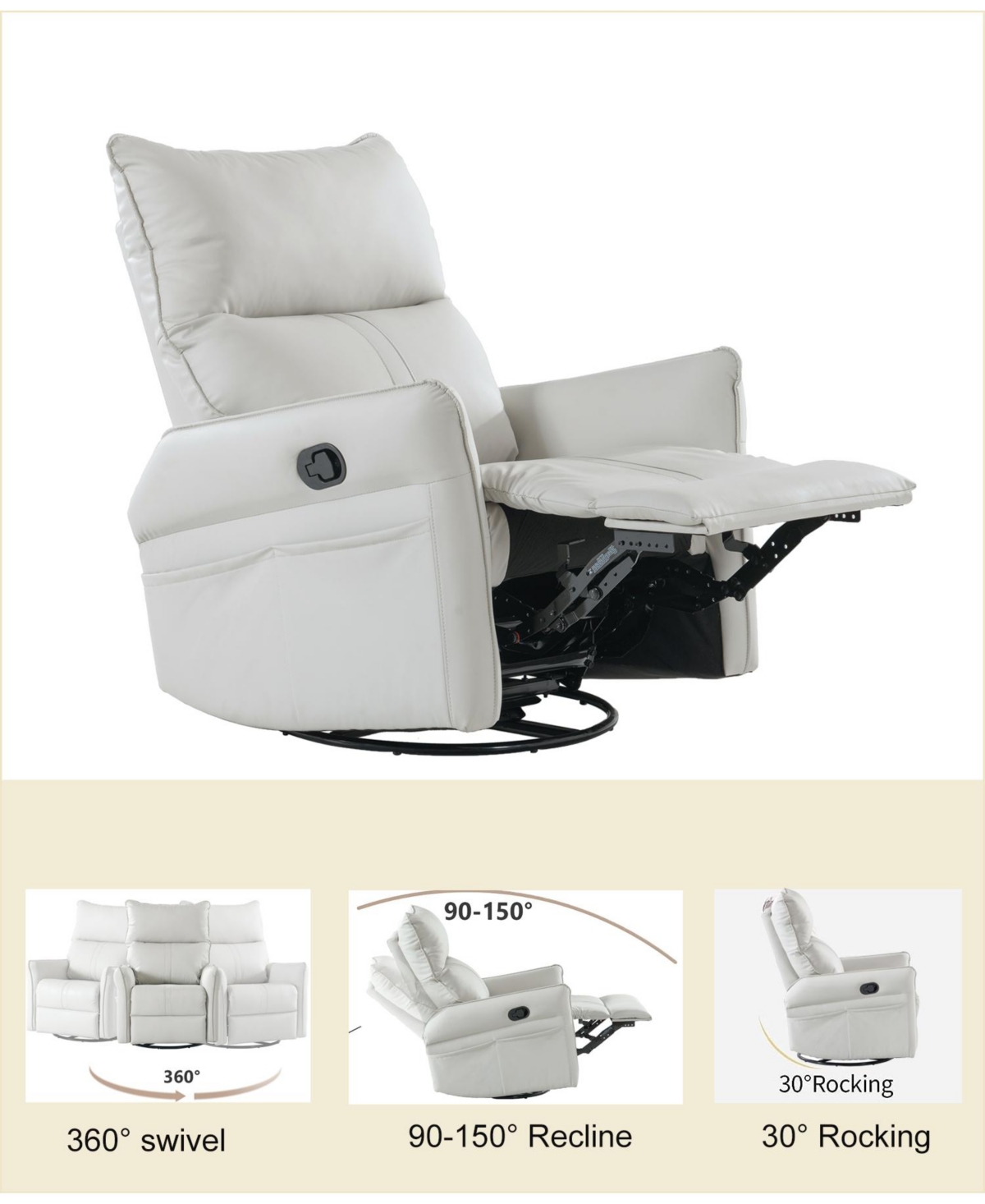 Slickblue 360-Degree Swivel Rocking Recliner Chair Perfect Nursery Rocking Chair for Comfort and Style