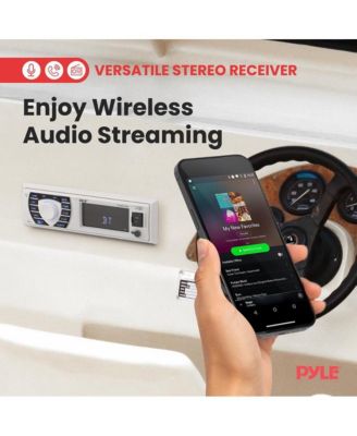 Marine Bluetooth Stereo Receiver & 4 Waterproof Speakers, Hands-Free Calling, USB/SD Readers, AM/FM Radio
