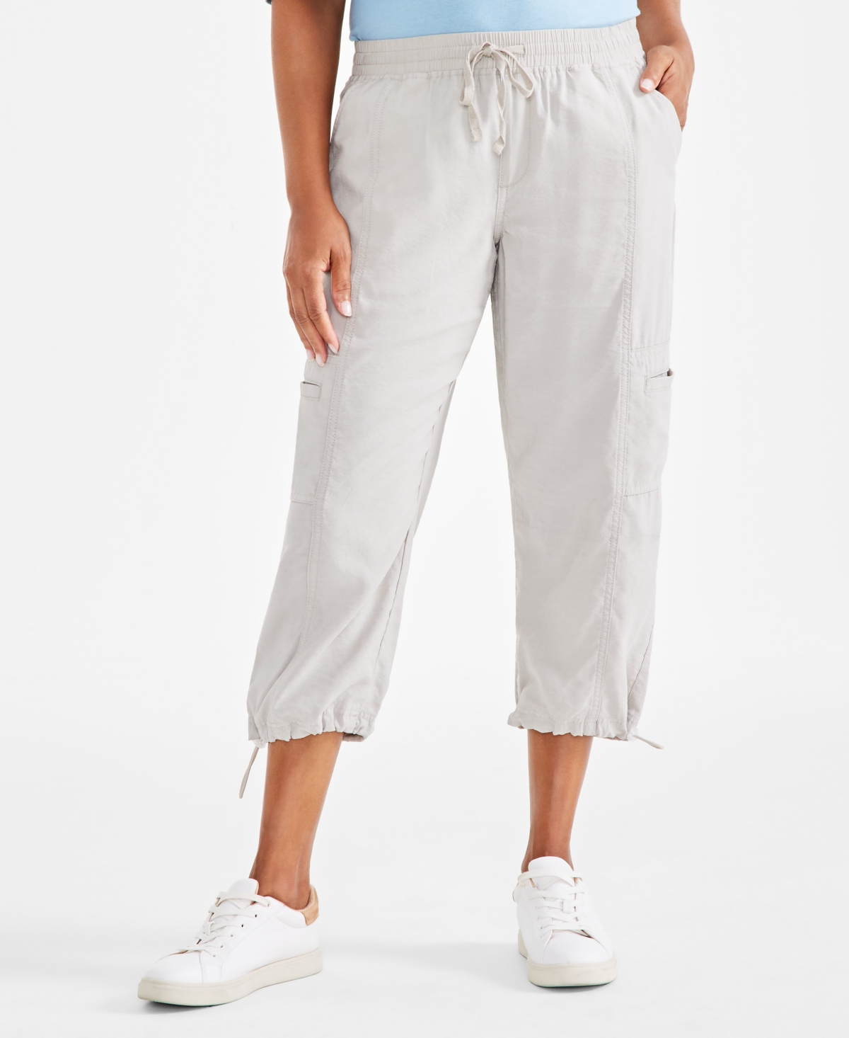 Style & Co Petite Mid-Rise Pull-On Bungee Cropped Pants, Created for Macy's