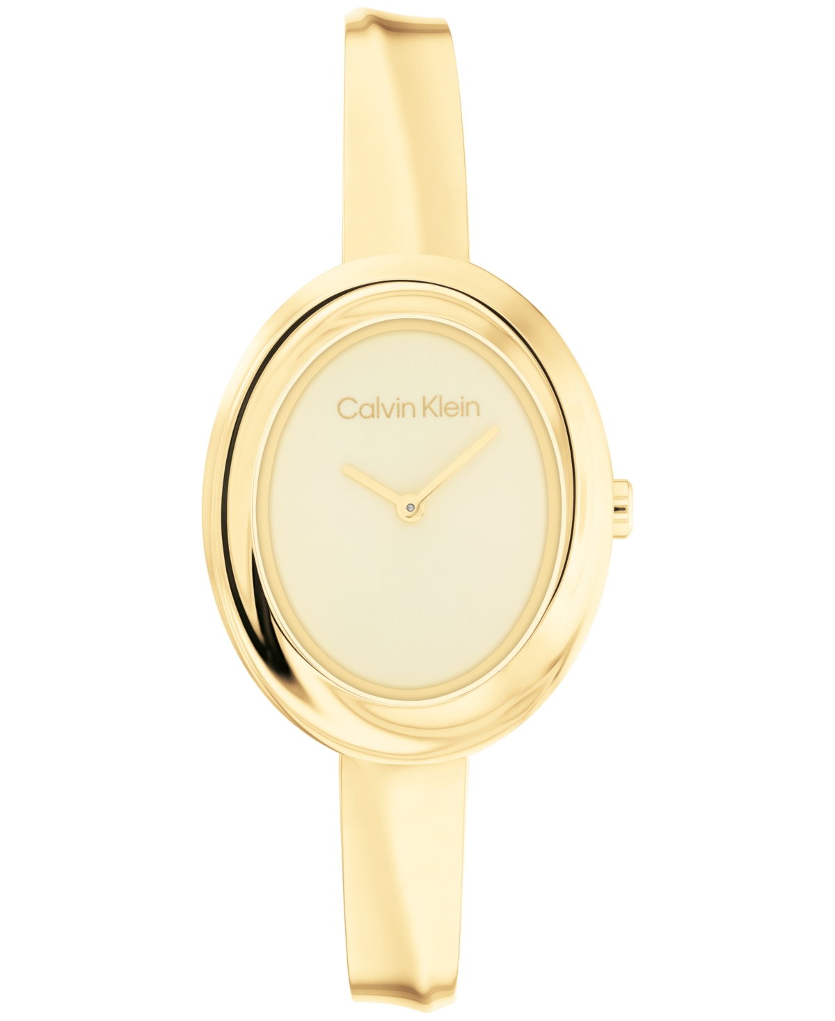 Calvin Klein Women Twisted Bezel Gold-tone Stainless Steel Bracelet Watch 24mm In Gold