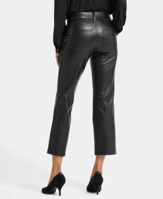 Women's Faux Leather Straight Ankle Pants