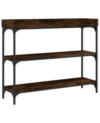 Console Table with Shelves Smoked Oak 39.4"x11.8"x31.5"
