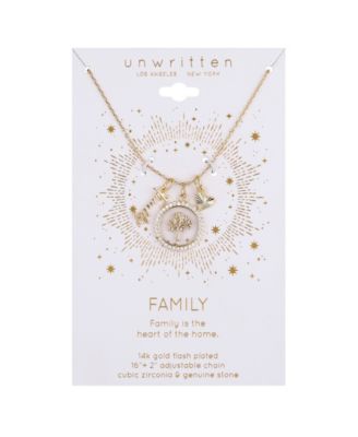 Cubic Zirconia Family Tree Charm Pendant Necklace