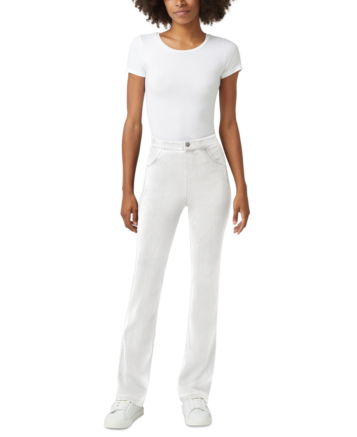Shop Hue Women's High-rise Denim Baby Bootcut Leggings In White