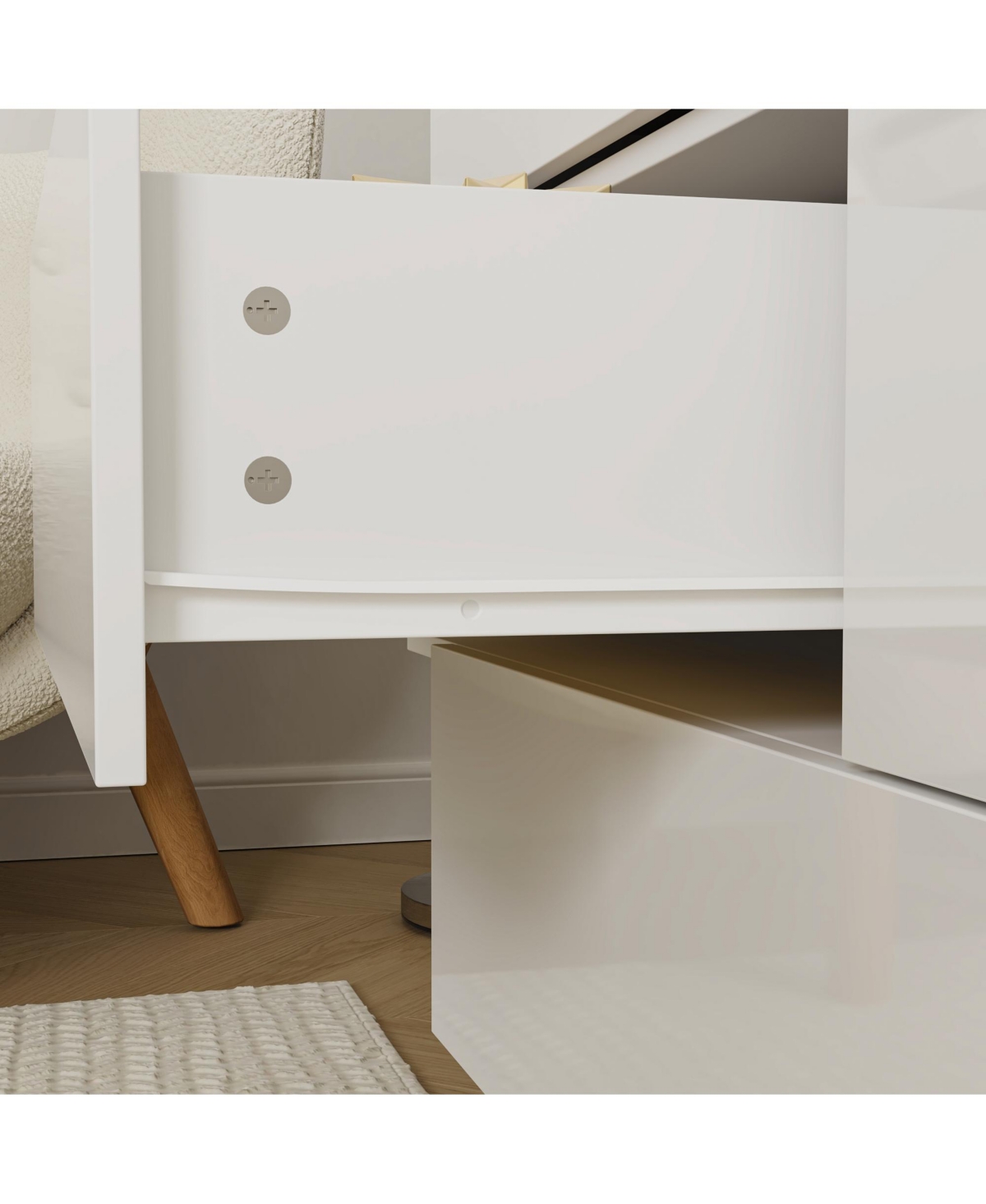 Homsee High Gloss White Wood 8-Drawer Double Dresser Modern Style