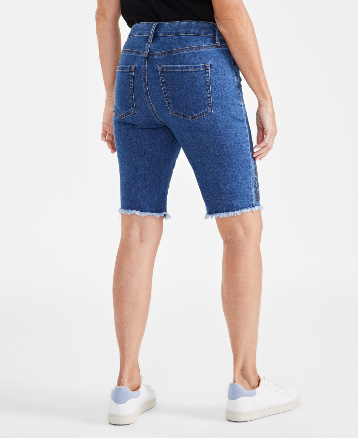 Style & Co Petite High-Rise Embroidered Bermuda Shorts, Created for Macy's