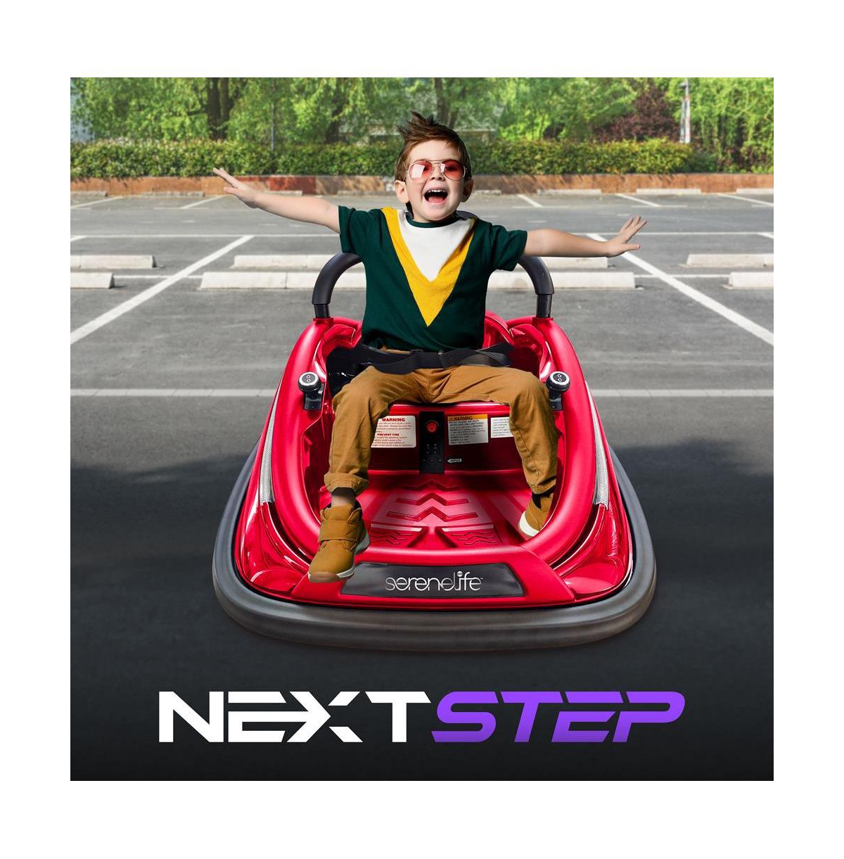 SereneLife 360° Spinning Kids Bumper Car with Remote Control, Led Lights, and 2 Driving Modes (Pink)