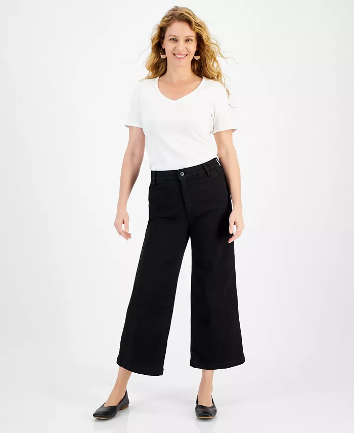 Petite High-Rise Wide-Leg Cropped Jeans - thumbnail 5