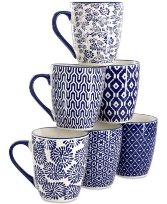 Stoneware Assorted Mugs, Set of 6