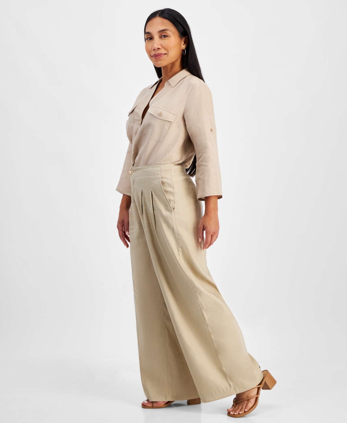 I.n.c. International Concepts Petite High-Rise Pleated Wide-Leg Pants, Created for Macy's