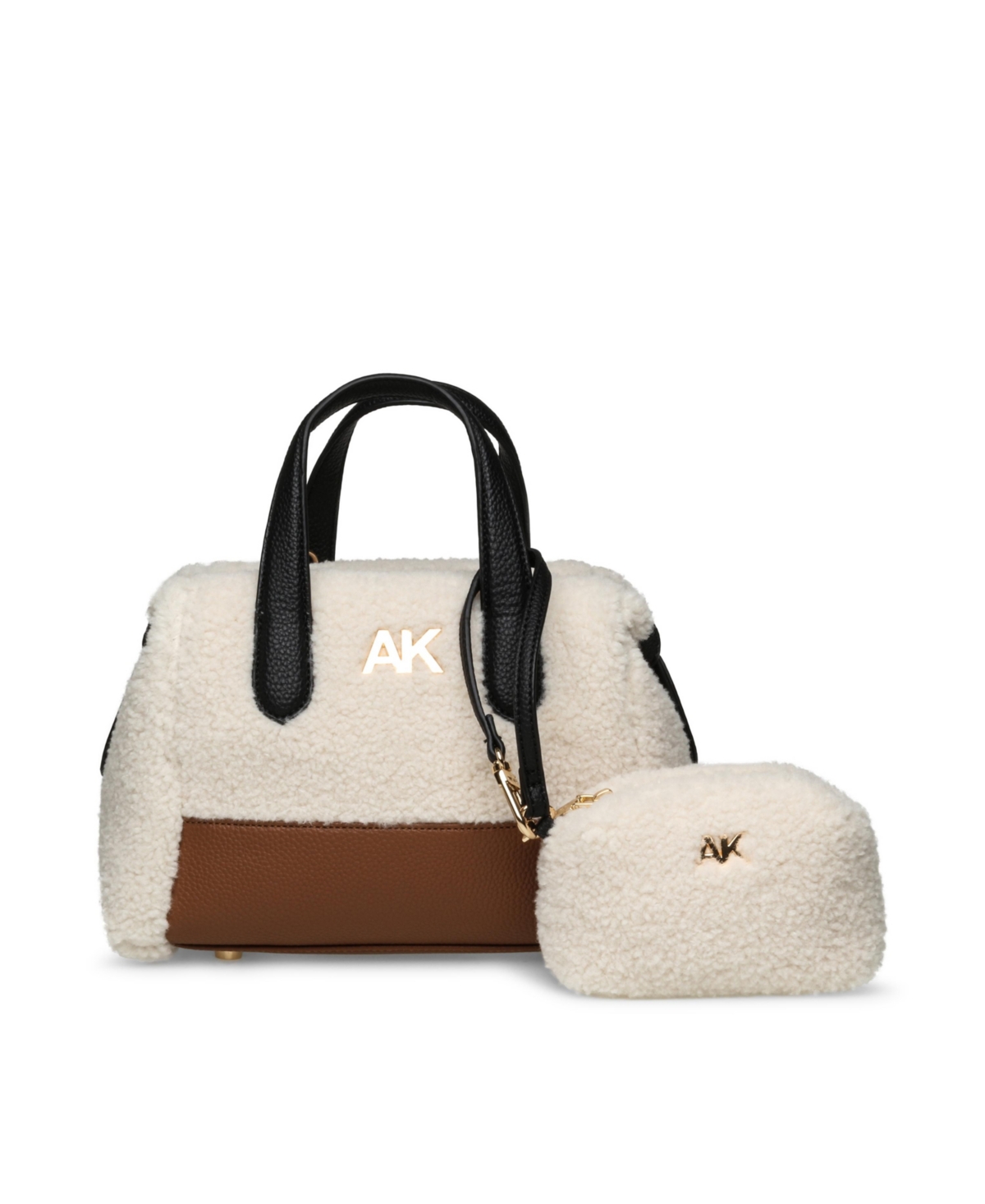 Anne Klein Sherpa Mini Satchel Bag In Brown