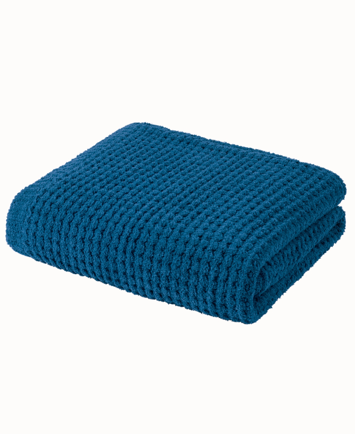 Madison Park Rowan Waffle Knit Chenille Throw, 50" X 60" In Navy Blue