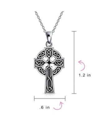Style Viking Irish Eternal Circle Love Knot Religious Infinity Trinity Celtic Cross Pendant Necklace Oxidized .925 Sterling Silver