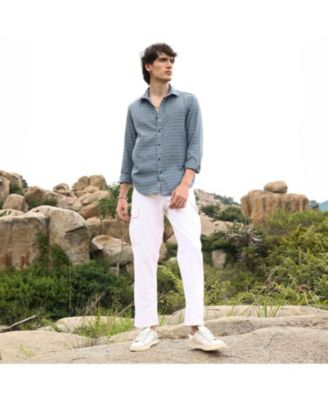 Men's Icy Blue Micro-Tartan Plaid Shirt