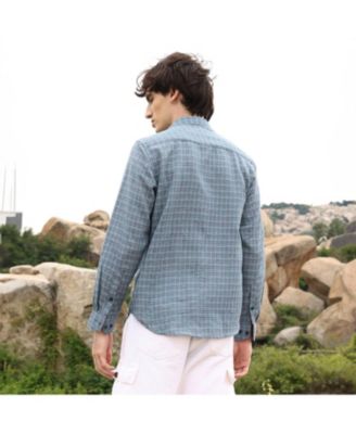 Men's Icy Blue Micro-Tartan Plaid Shirt