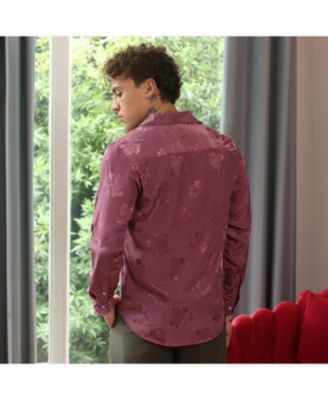 Men's Rouge Pink Self-Design Floral Shirt