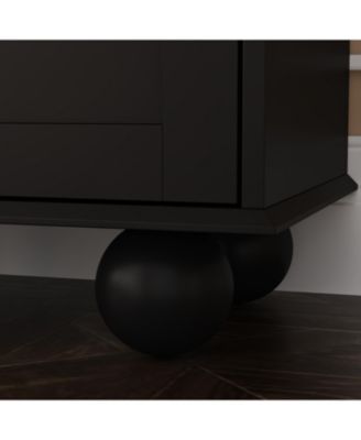 White Wood 5-Shelf Standard Bookcase with Ball-Shape Legs