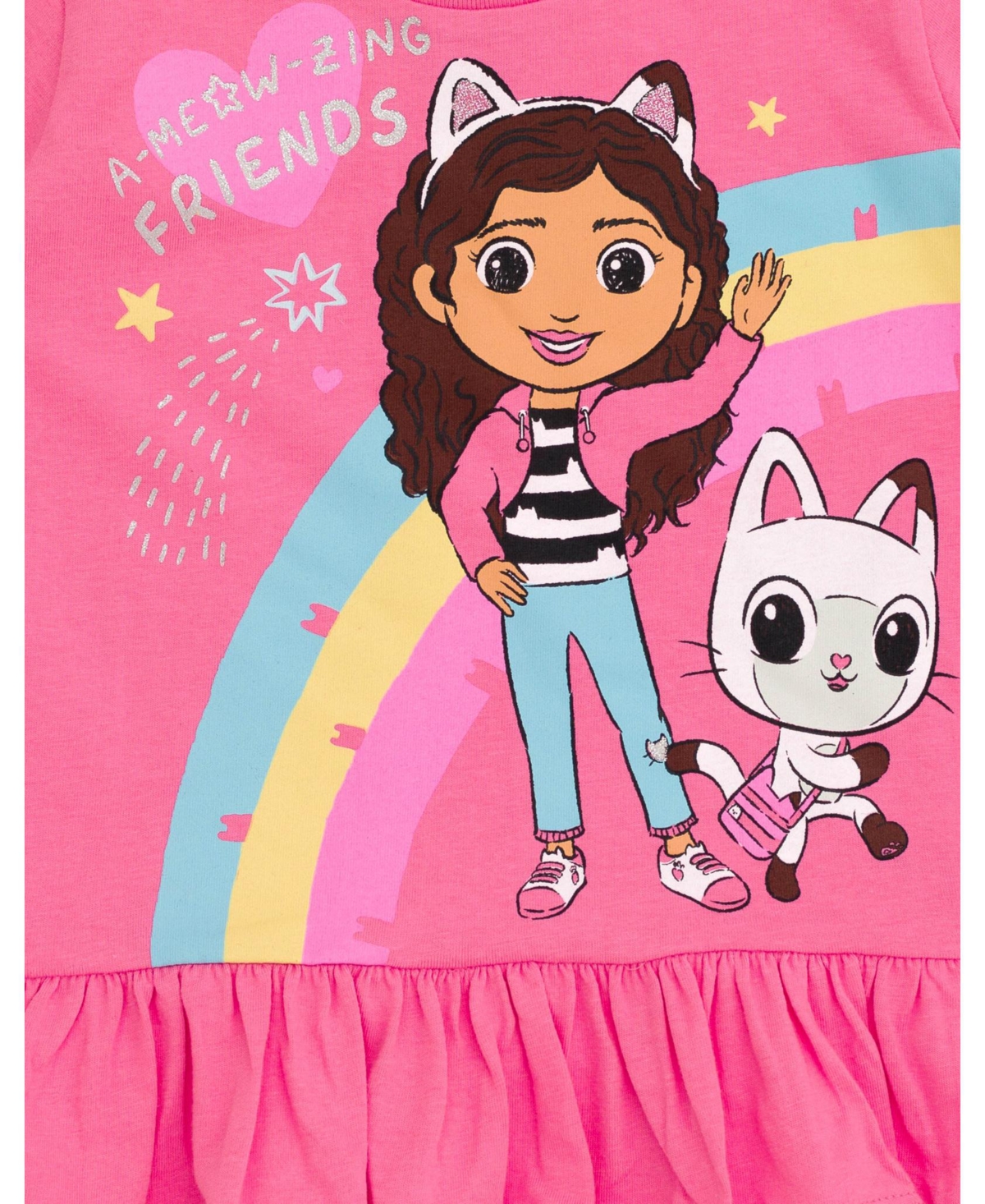 Gabby's Dollhouse Toddler Girls Dreamworks Pandy Paws Box Cakey Cat Peplum T-Shirt and Leggings Outfit Set