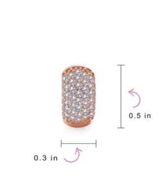 5 Five Row Pave Cubic Zirconia Wide Huggie Hoop Earrings Rose Gold Plated .925 Sterling Silver