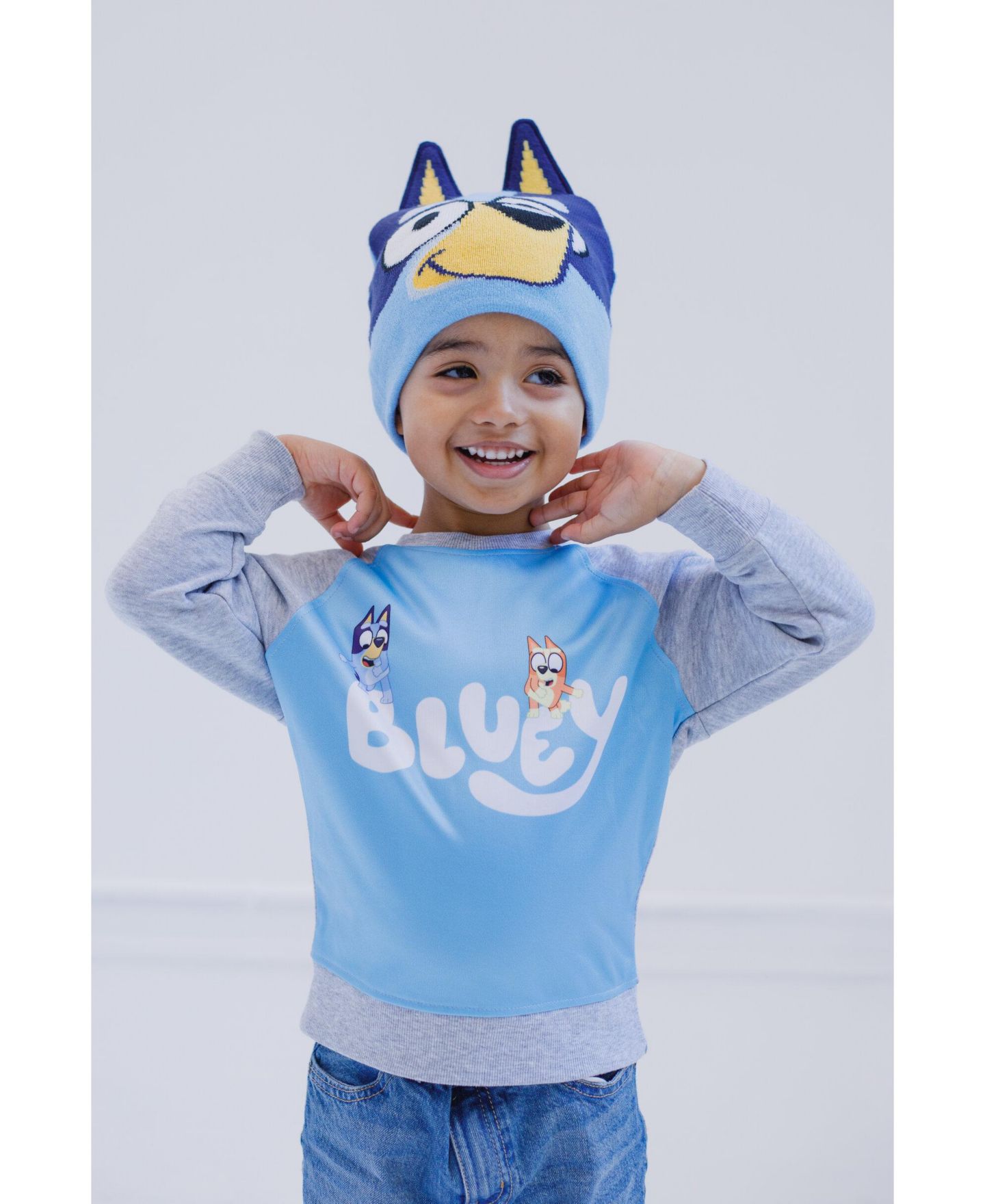 Толстовка Bluey Fleece Sweatshirt and Cotton Gauze Hat для мальчиков-малышей, цвет: Синий — фото 7