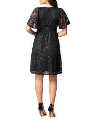 Women's Starry Sequin Lace V-Neck Cocktail Dress with Pockets