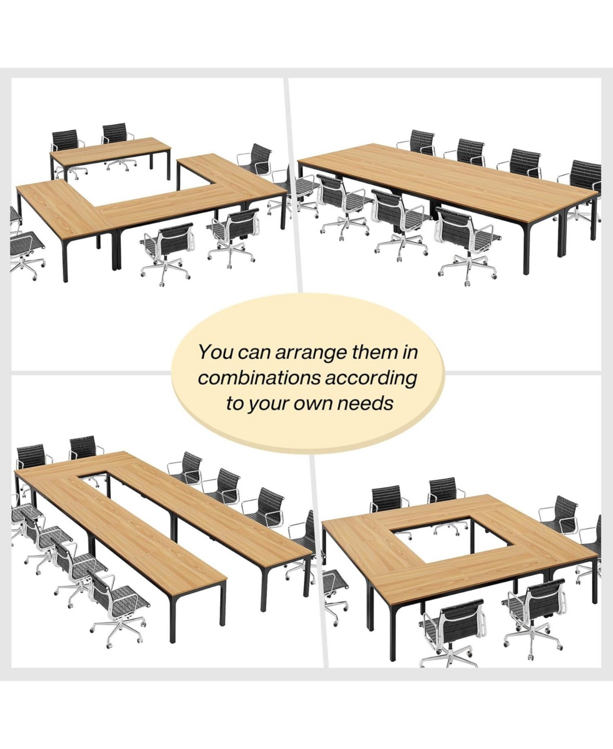 Tribesigns 78.74-Inch Conference Table Set of 2, 13FT Conference Room Table, Rectangle Meeting Seminar Table Set for 8-10 Person,Long Business T