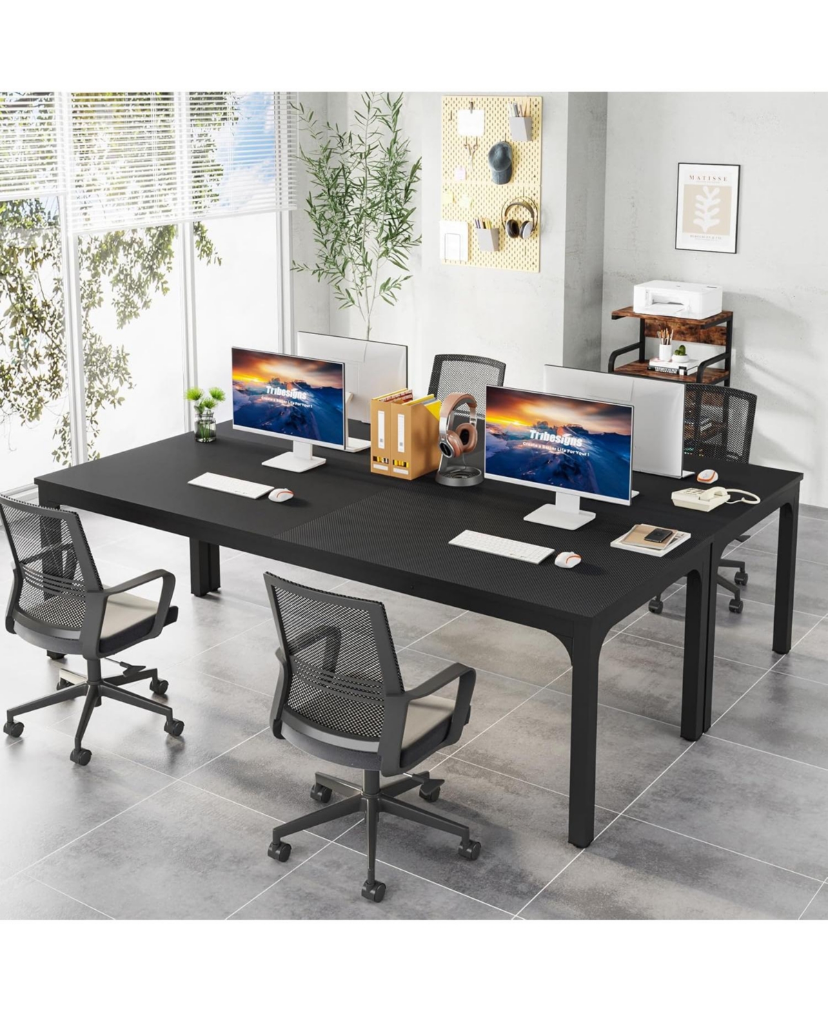 Tribesigns 78.74-Inch Conference Table Set of 4, 13FT Room Table, Large Rectangle Meeting Seminar for 12-16 Person, Long Business