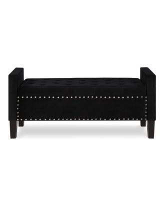 Upholstered Tufted Button Storage Bench with Nailhead Trim