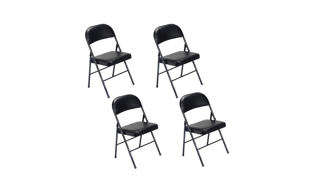 Slickblue 4pcs Elegant Foldable Iron & Pvc Chairs for Convention & Exhibition