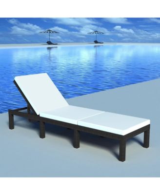 Sun Lounger with Cushion Poly Rattan Black