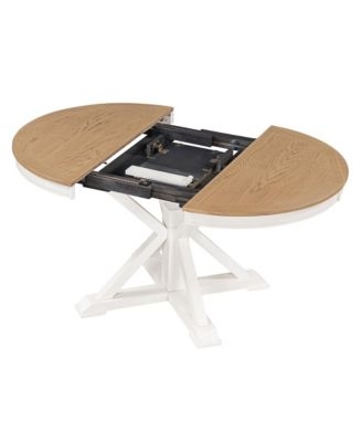 Retro Extendable Dining Table with 12-Inch Leaf for Functional Dining and Living Room Spaces