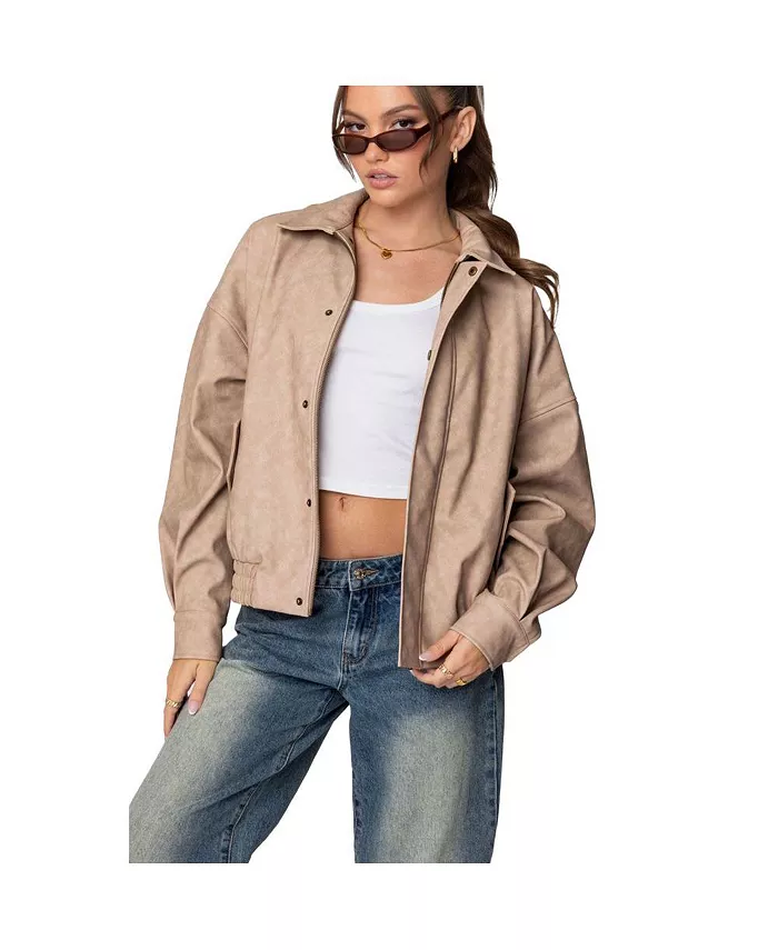 Women's Mori Oversized Faux Leather Jacket - thumbnail 6