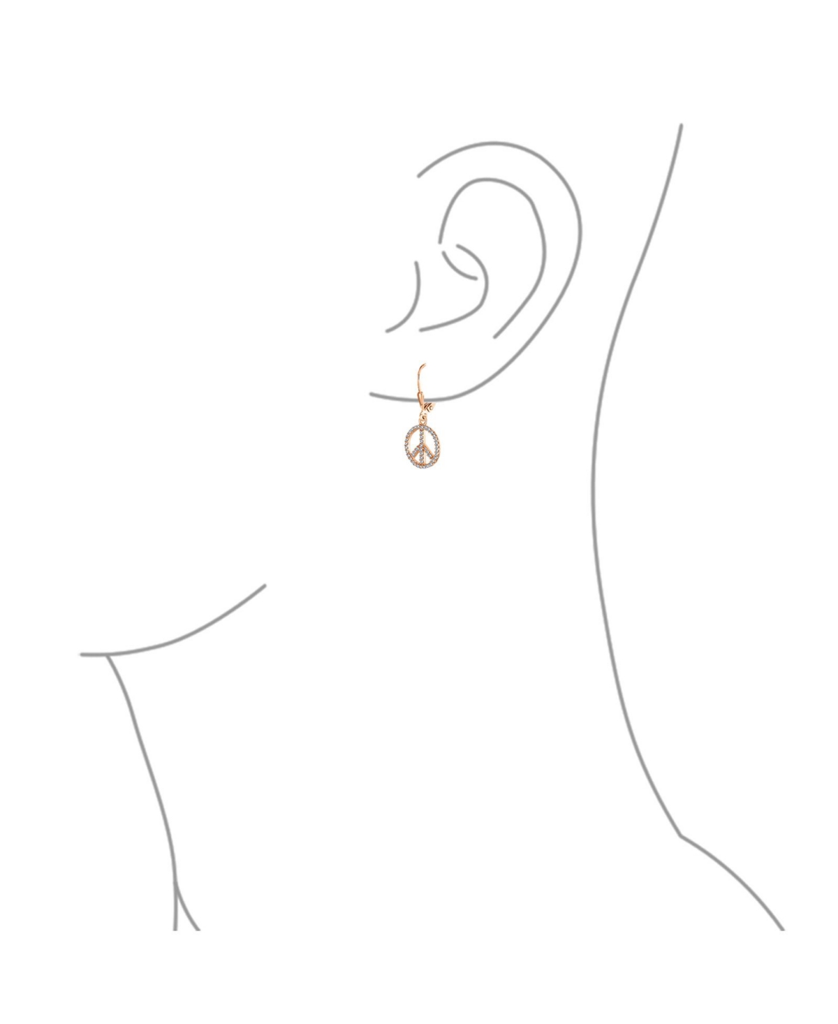Bling Jewelry Message World Peace Sign Symbol Cubic Zirconia Pave Cz Lever back Drop Dangle Earrings For WomenGold Plated .925 Sterling Silver