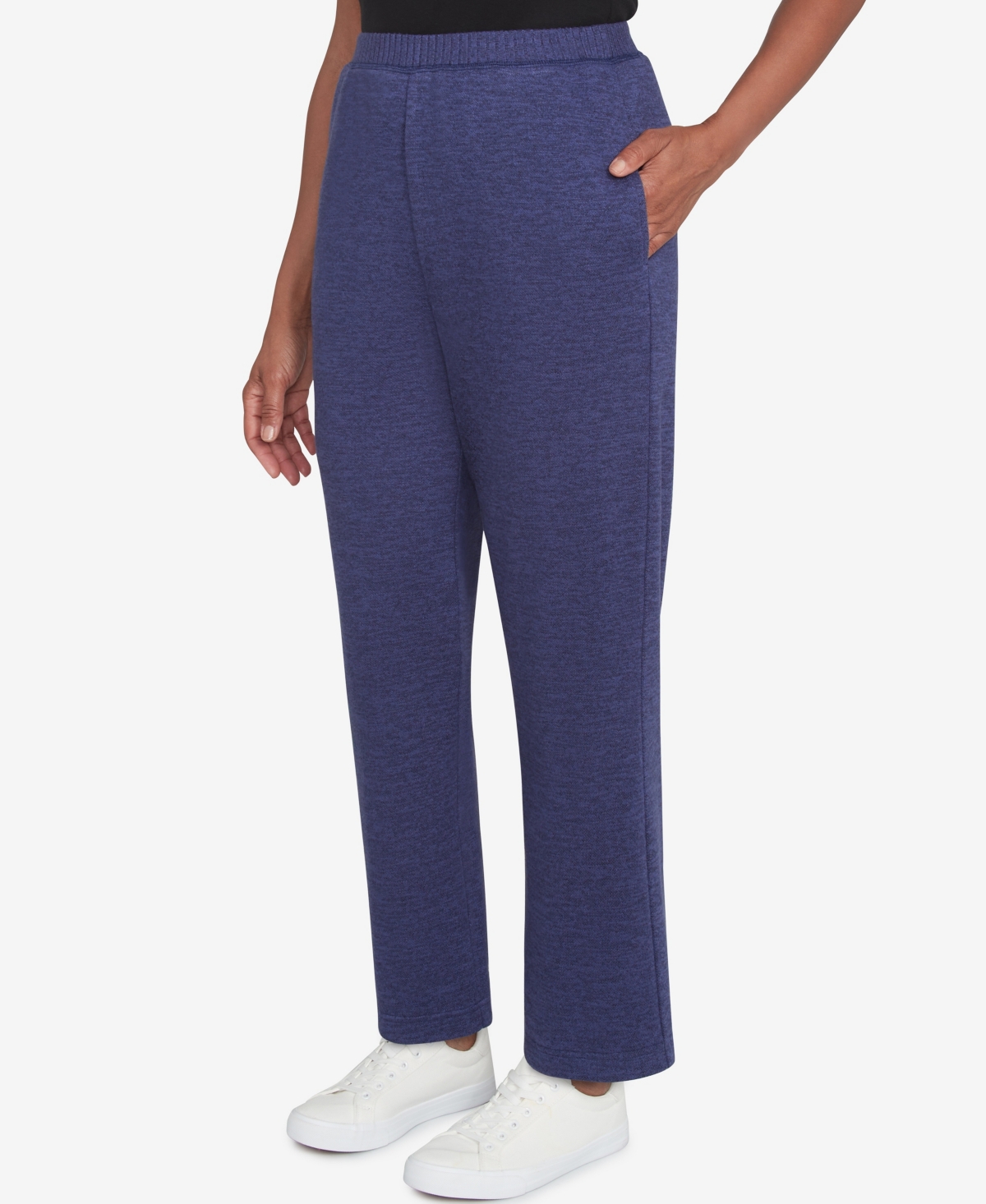 Alfred Dunner Women's French Quarter Soft Brushed Knit Average Length Pants In Blue