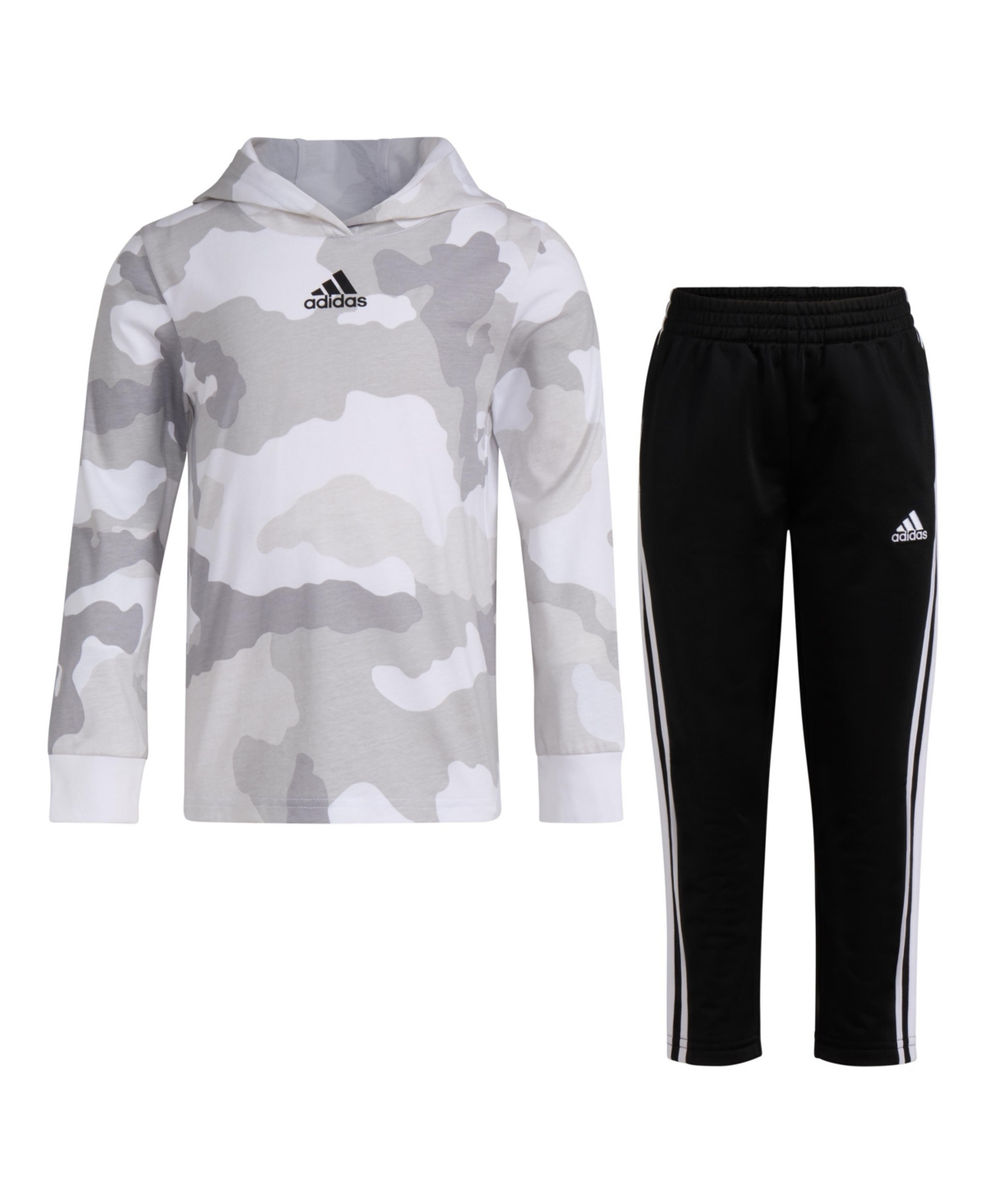 adidas Little and Toddler Boys Printed Hooded Tee and Pant, 2-Piece Set