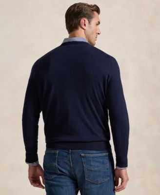 Men's Big & Tall Washable Wool V-Neck Sweater